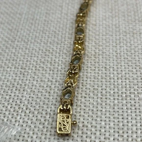 ✨ Vintage Sterling Silver & Gold-Plated Blue Gemstone Bracelet